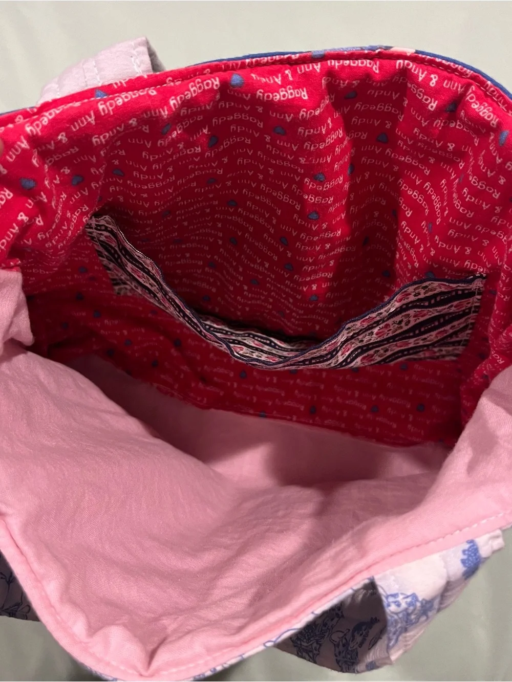 Vintage Raggedy Ann, Raggedy Andy quilted tote